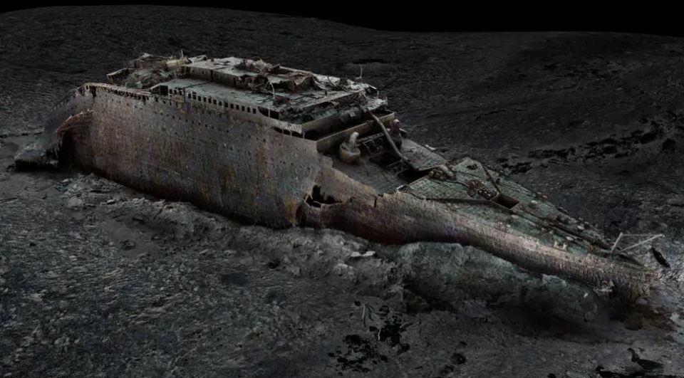 3D scan of the Titanic shipwreck.