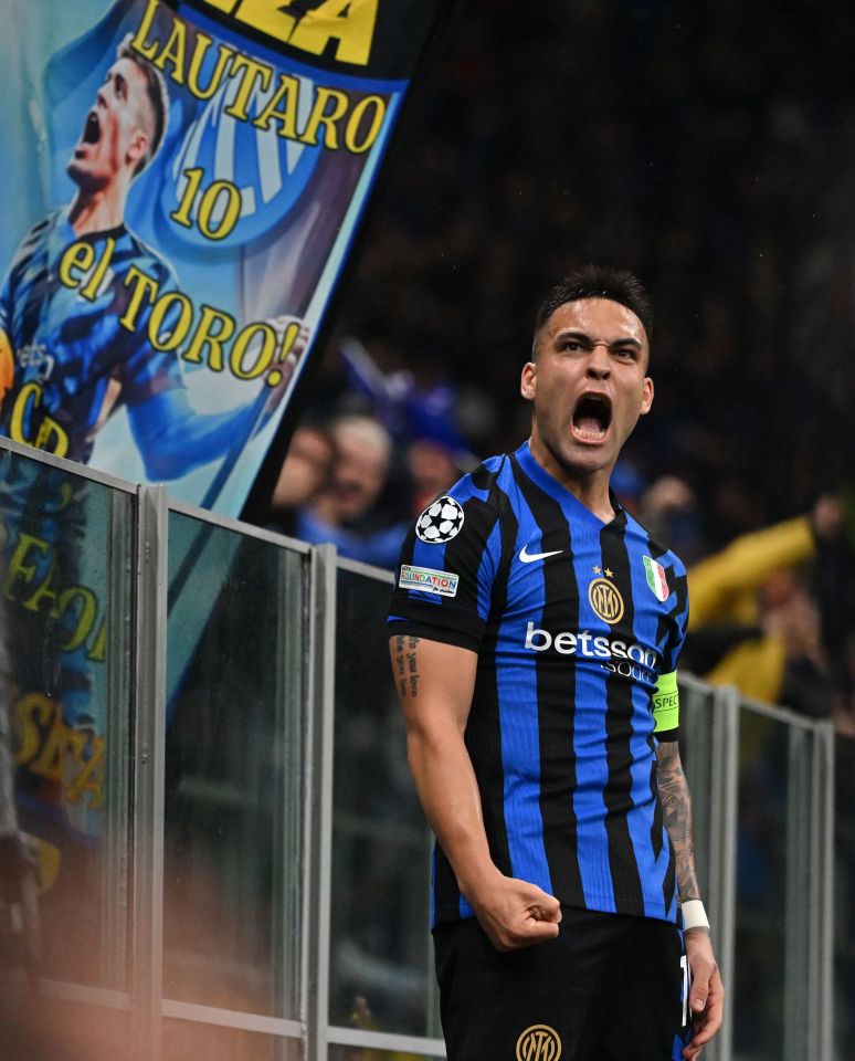 Lautaro Martinez of Inter Milan celebrating a goal.