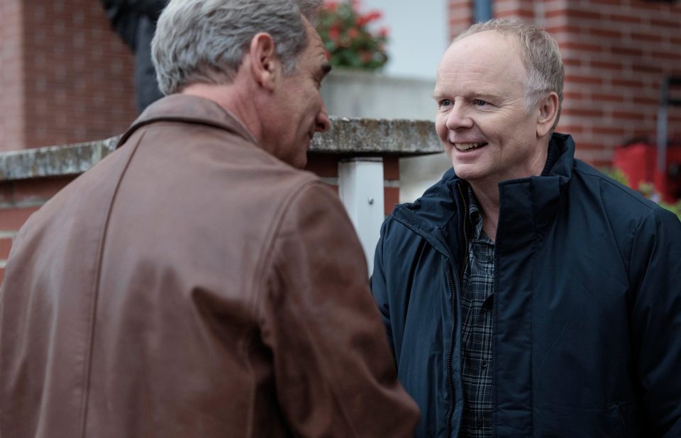 Jason Watkins and Robson Green on the set of "Catch You Later."