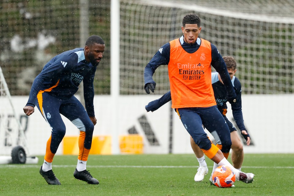 Jude Bellingham of Real Madrid training.