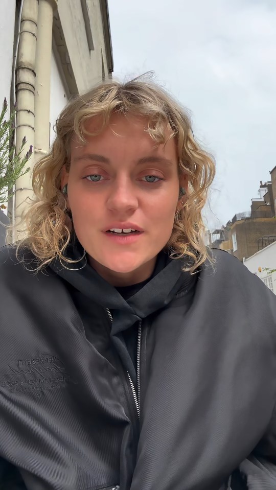 Kath Ebbs in a video discussing being dumped by Jojo at a party.
