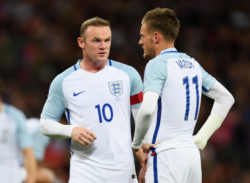 Wayne Rooney and Jamie Vardy of the England national football team.