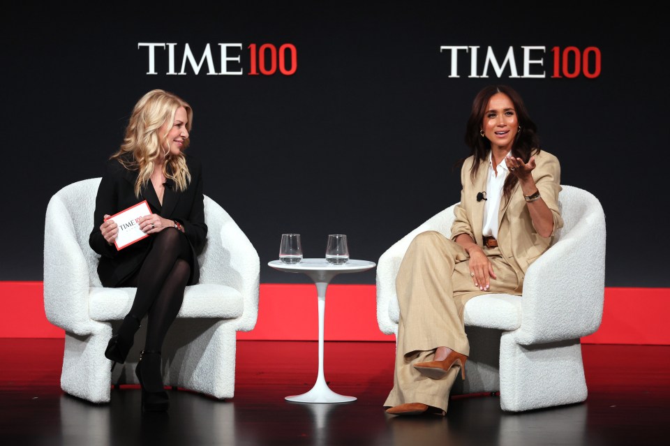 Jessica Sibley and Meghan, Duchess of Sussex, onstage at the TIME100 Summit.