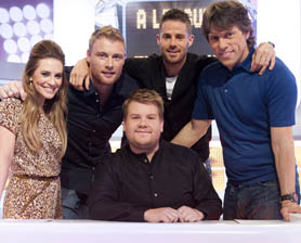 James Corden and the A League of Their Own team.