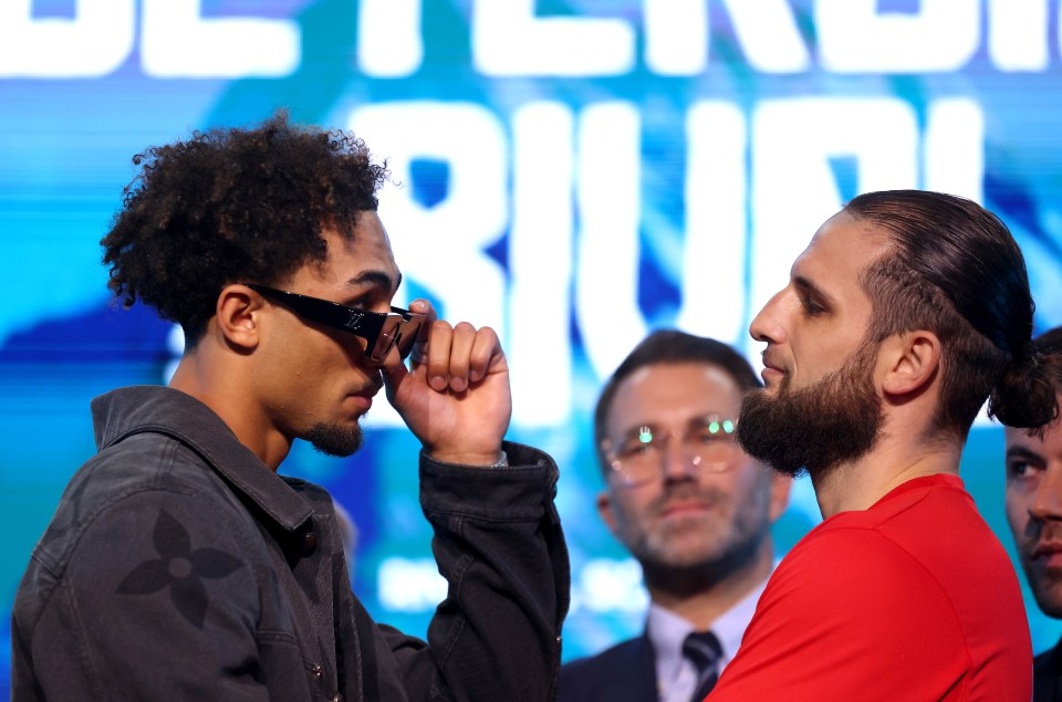 Ben Whittaker and Liam Cameron face off at a press conference.