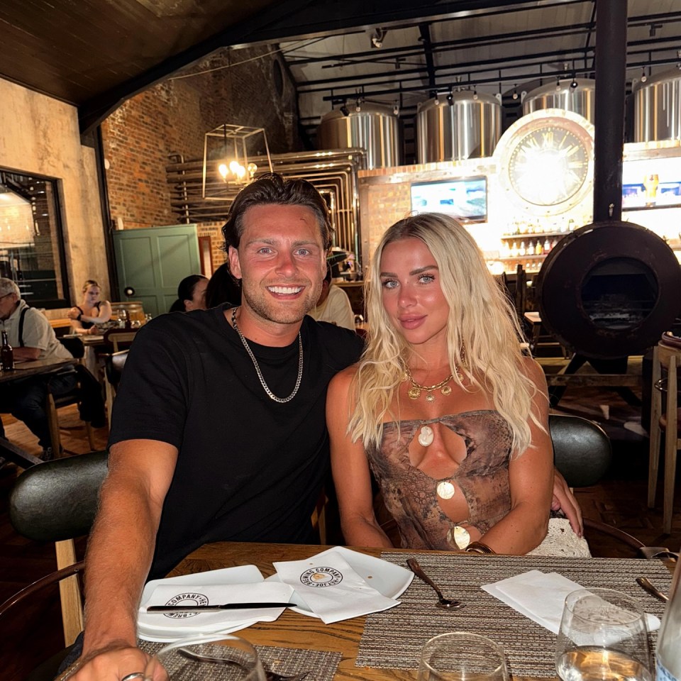 Gabby Allen and Casey O'Gorman at dinner.