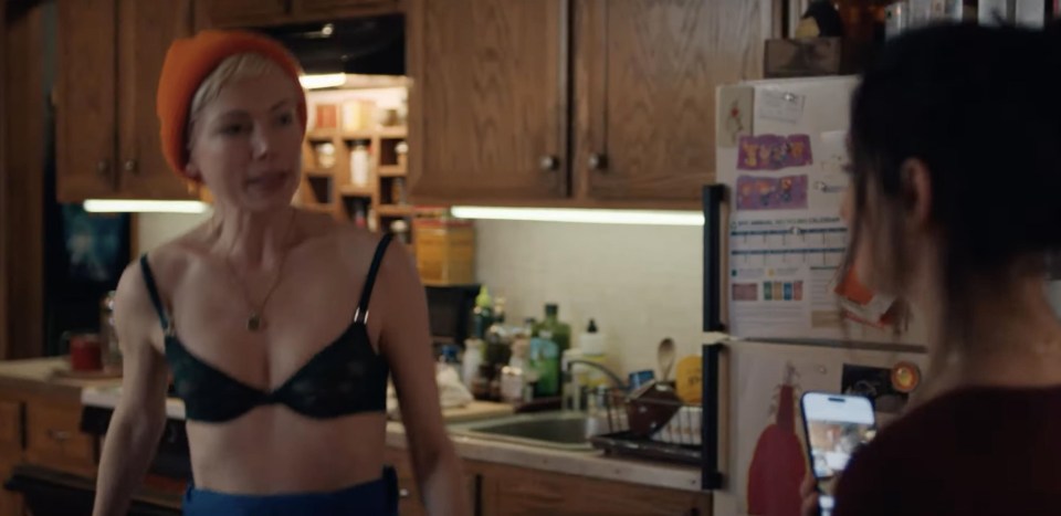 Michelle Williams and Jenny Slate in a scene from the Hulu series *Dying For Sex*.