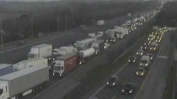 Traffic jam on a highway.