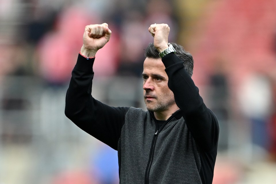 Marco Silva, Fulham manager, acknowledges fans.