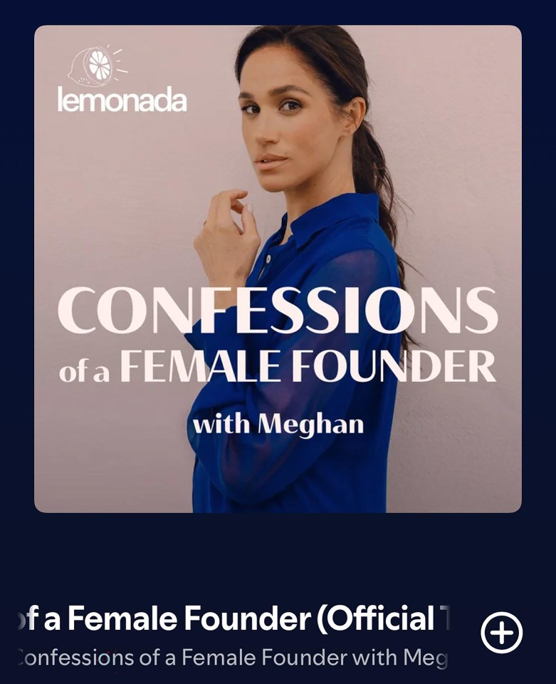 Podcast artwork for "Confessions of a Female Founder with Meghan," featuring Meghan Markle.