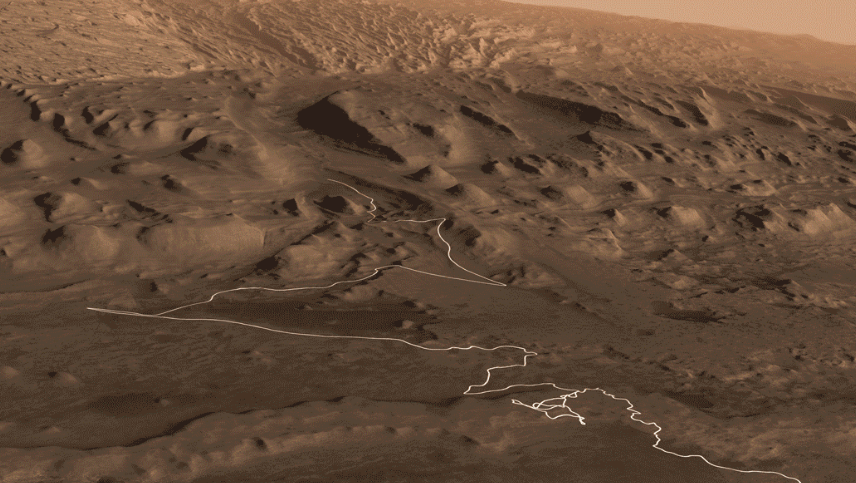 Map of Mount Sharp's route on Mars.