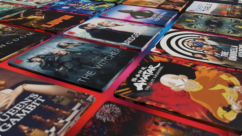 Netflix series and film covers.