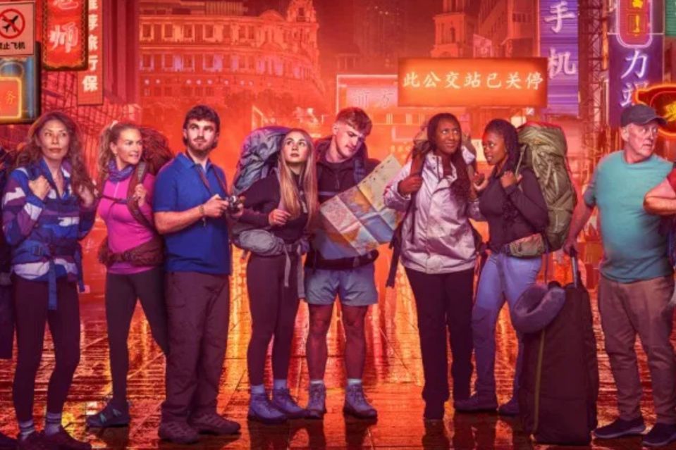 An image collage containing 1 images, Image 1 shows Promotional image for Race Across The World showing ten contestants in a nighttime Asian city