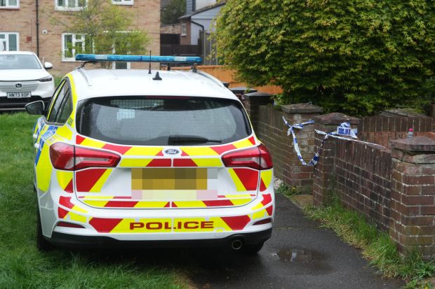 An image collage containing 1 images, Image 1 shows Police car at a murder scene