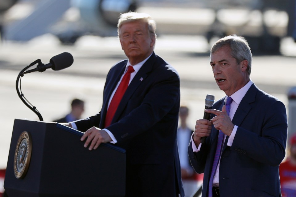 Donald Trump and Nigel Farage at a campaign rally.