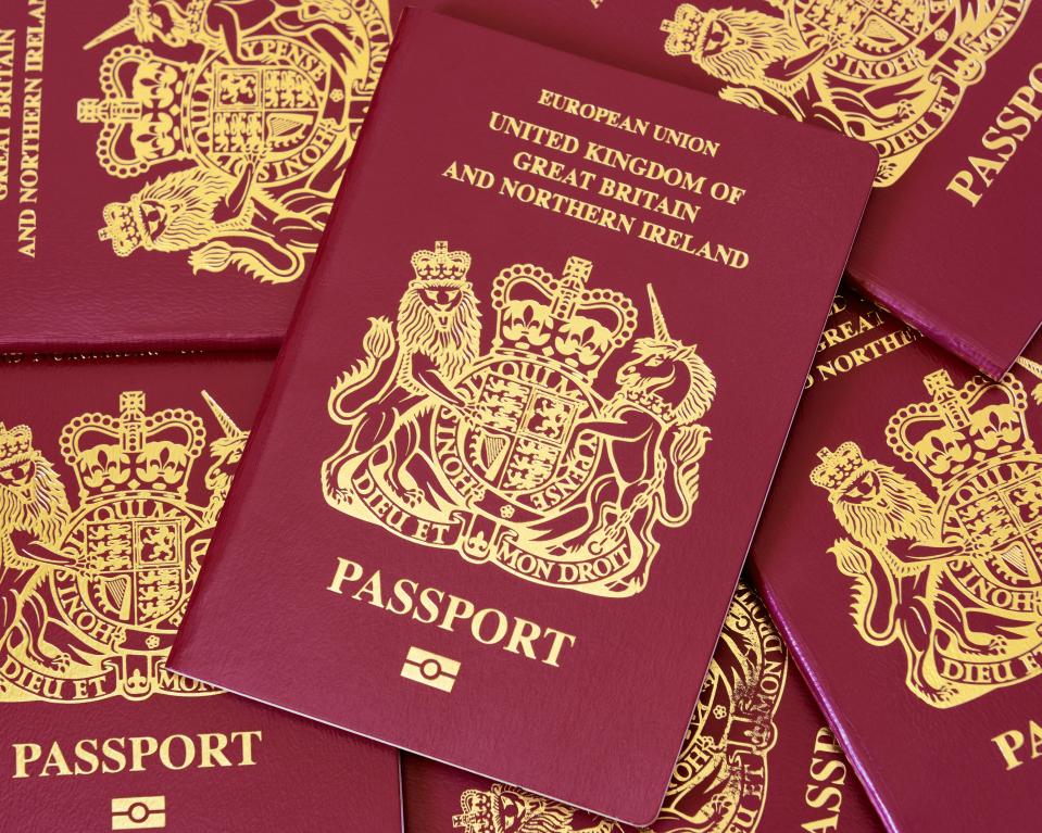 Boarding pass and British passport.