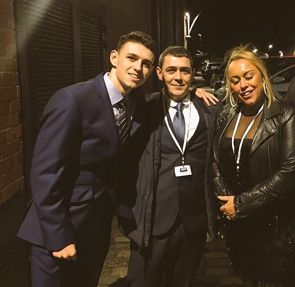 Phil Foden with his parents.