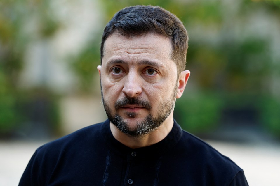 Volodymyr Zelensky speaking to the media.