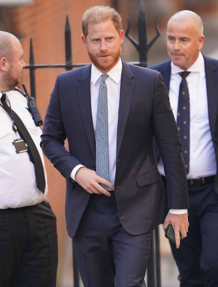 Prince Harry arriving at the High Court.