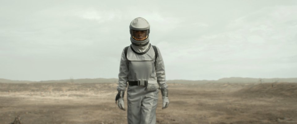 Rebecca Ferguson in a spacesuit on a desolate planet in the Apple TV+ series "Silo."