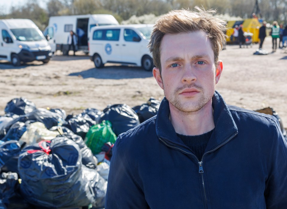 Reporter Thomas Godfrey at a migrant feeding area.