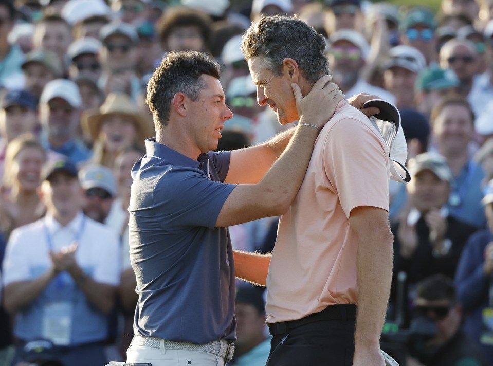 Justin Rose celebrating at The Masters.