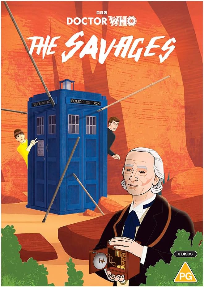 Illustration of Doctor Who: The Savages, featuring the TARDIS and characters.