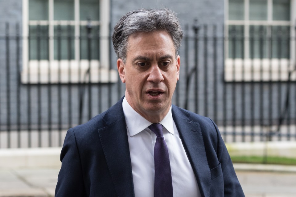 Ed Miliband leaving 10 Downing Street after a cabinet meeting.