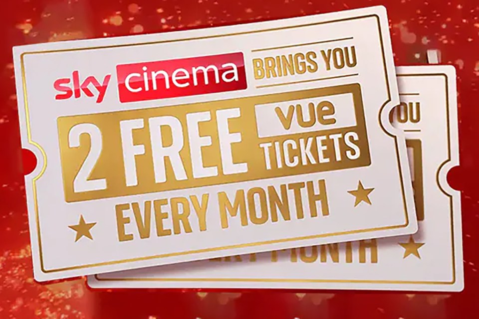 Two free Vue tickets every month with Sky Cinema.