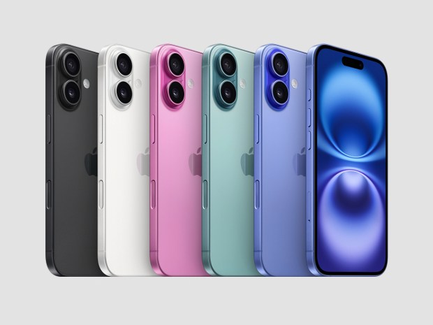 iPhone 16 Plus in multiple colors.