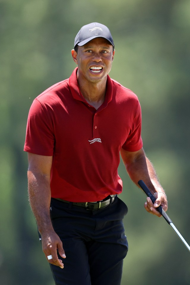 Tiger Woods walking on a golf course.