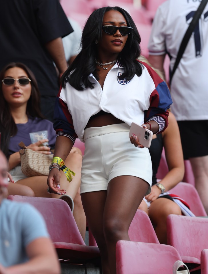 Tolami Benson, girlfriend of Bukayo Saka, at a soccer match.