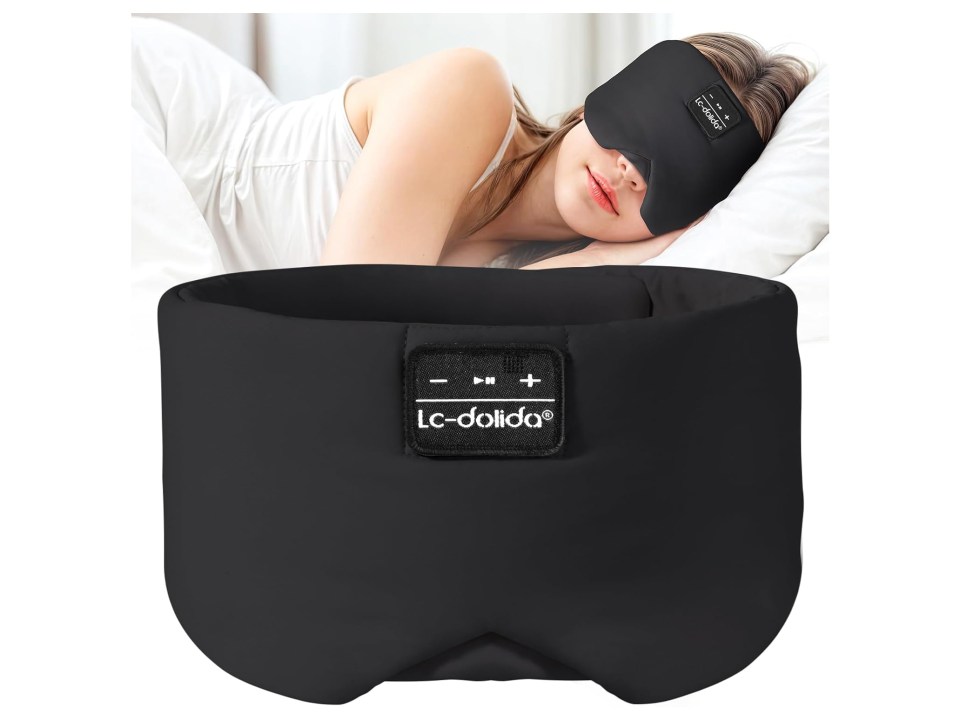Sleep mask with built-in headphones.