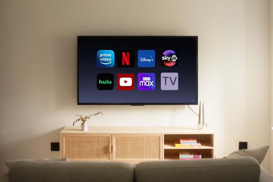 TV screen displaying various streaming service logos.