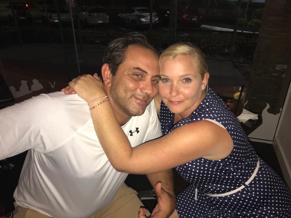 Couple embracing.