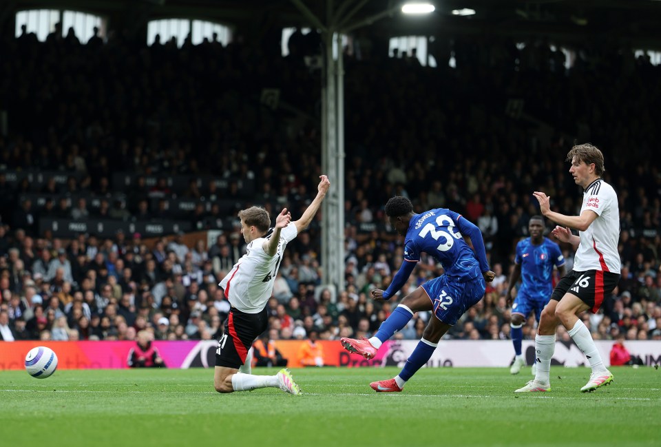 Tyrique George of Chelsea scoring a goal.