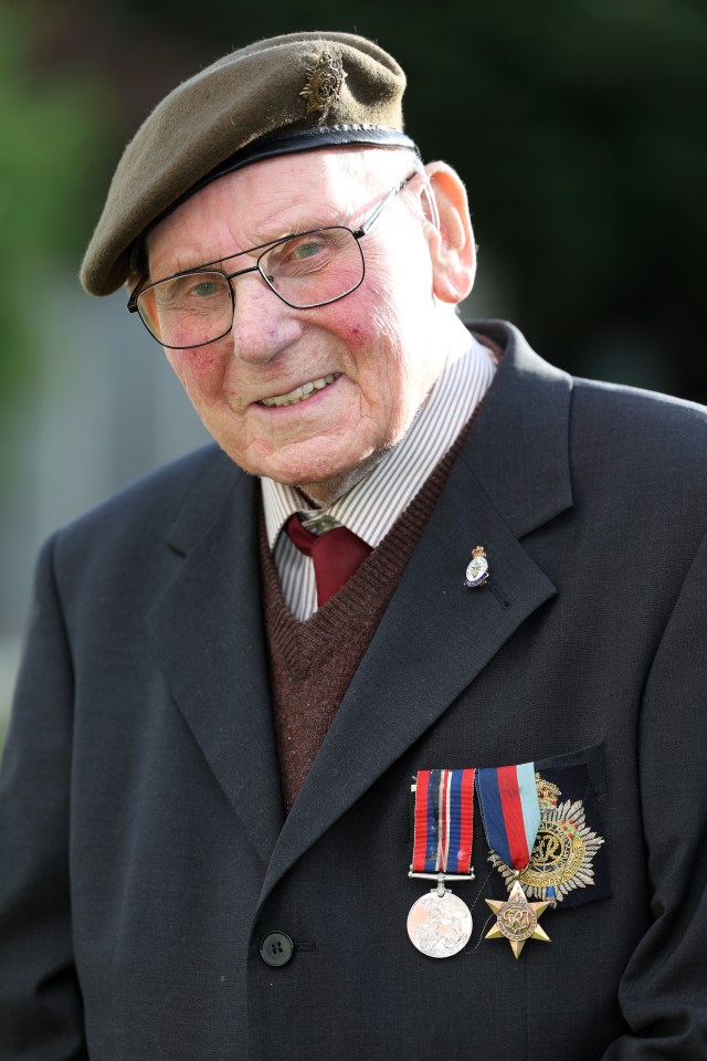 Veteran Harry Birdsall wearing medals.
