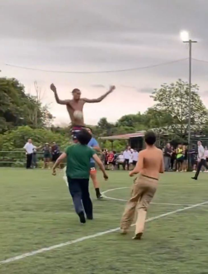 Victor Wembanyama playing football.