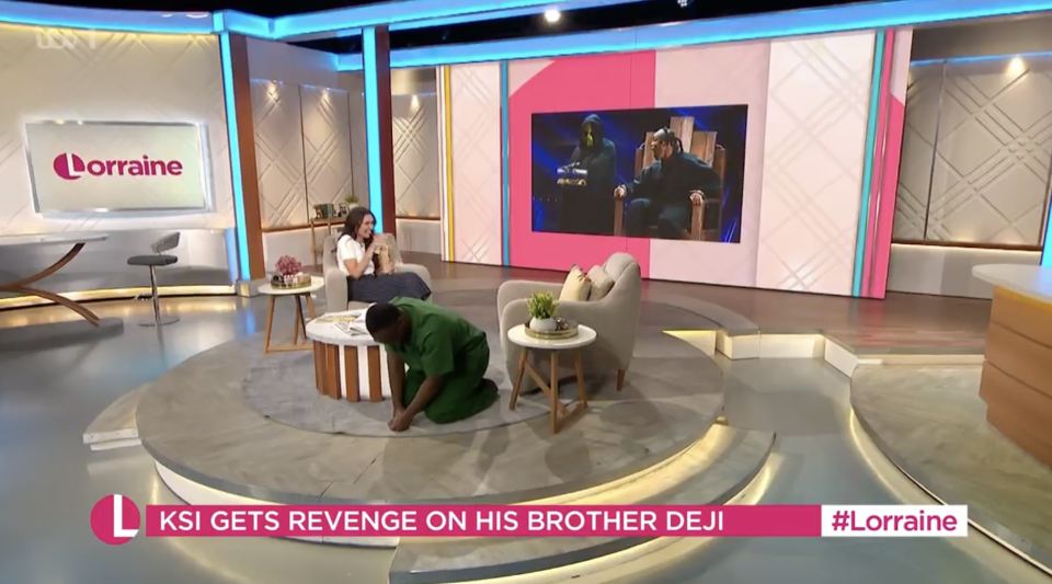 KSI getting revenge on his brother Deji on the Lorraine show.