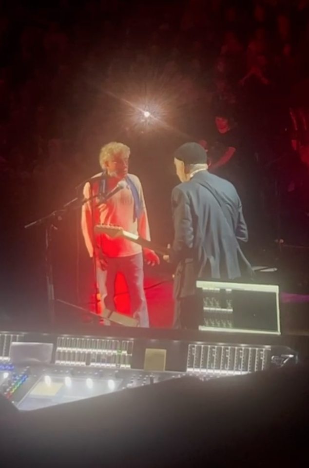 Roger Daltrey and Zak Starkey on stage.