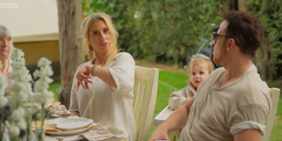 Stacey Solomon and Joe Swash arguing at their anniversary dinner.