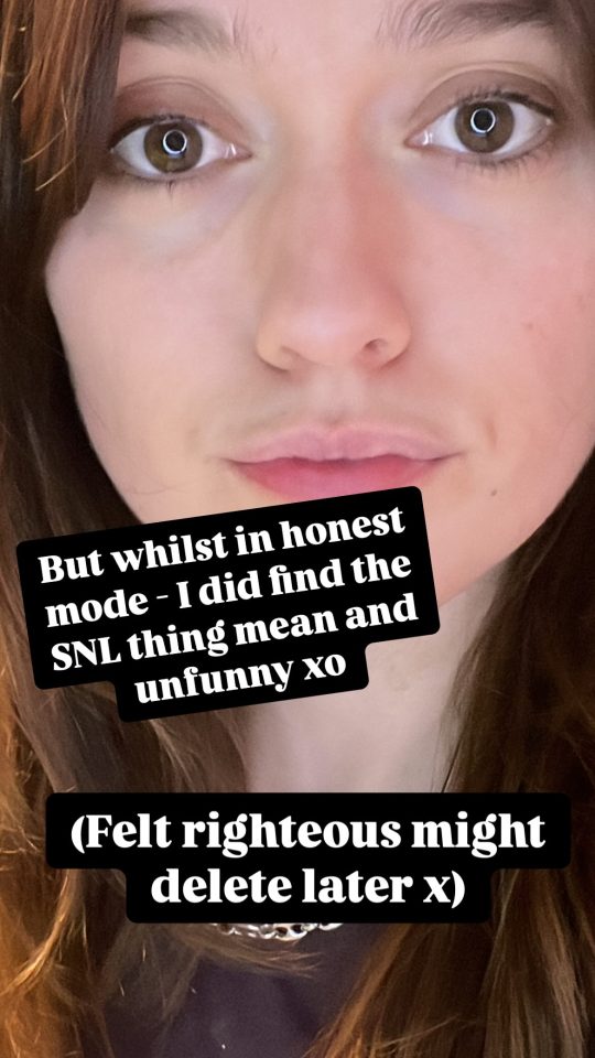 Close-up of Aimee Lou Wood reacting to an SNL skit.