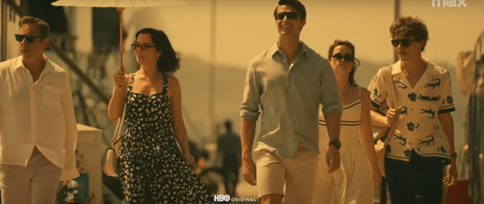 The White Lotus season three trailer: a group of people walking.