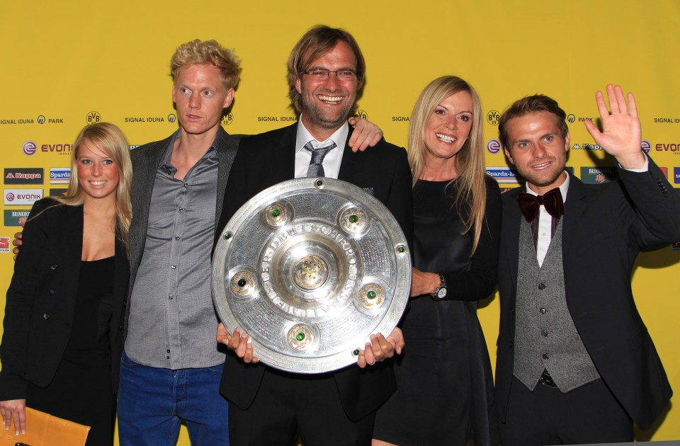 Jürgen Klopp's family with the German Championship trophy.
