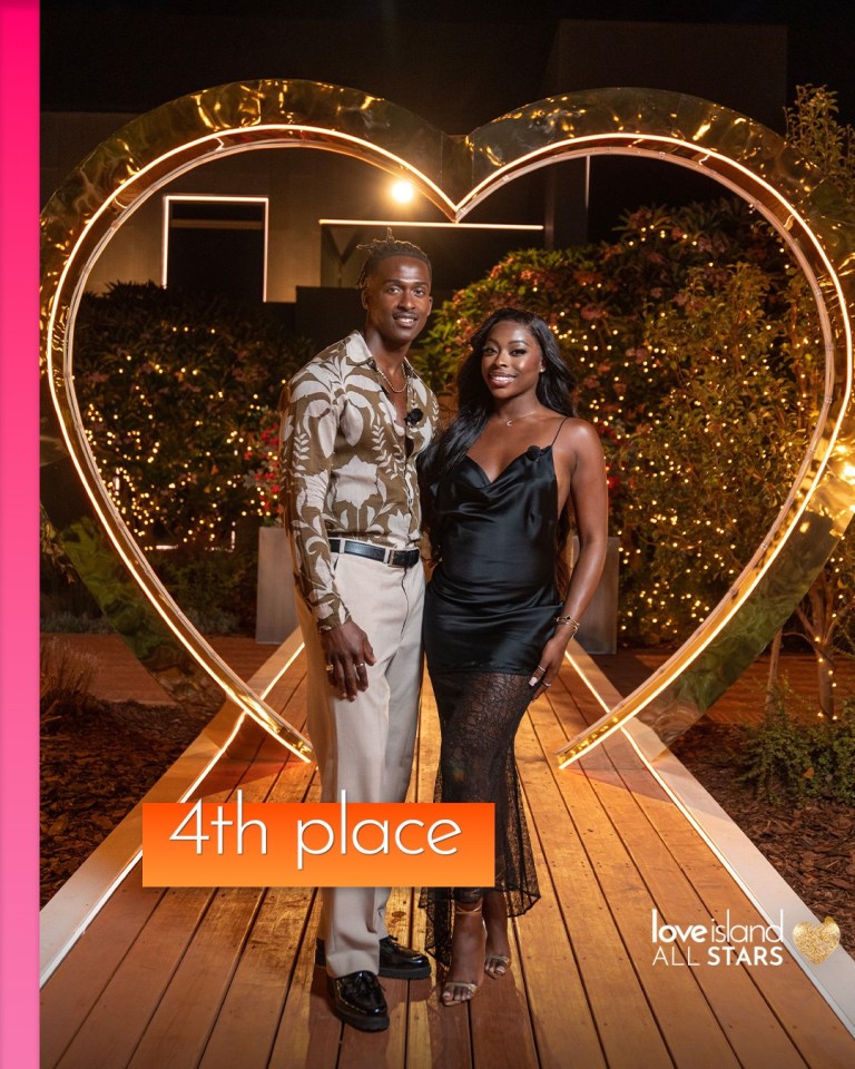 Catherine Agbaje and her partner, 4th place in Love Island All Stars.