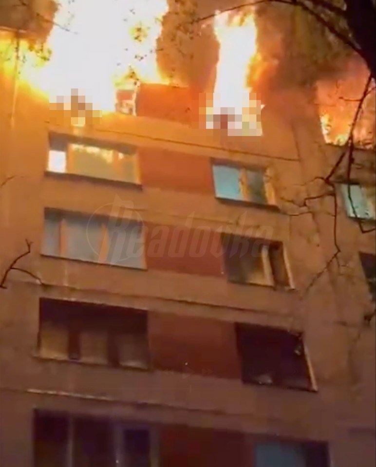 Moscow highrise engulfed in flames.