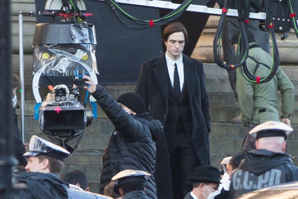 Robert Pattinson filming The Batman in Liverpool.