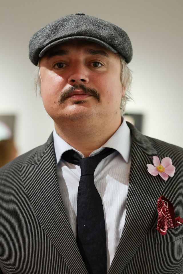 Peter Doherty at an art exhibition.