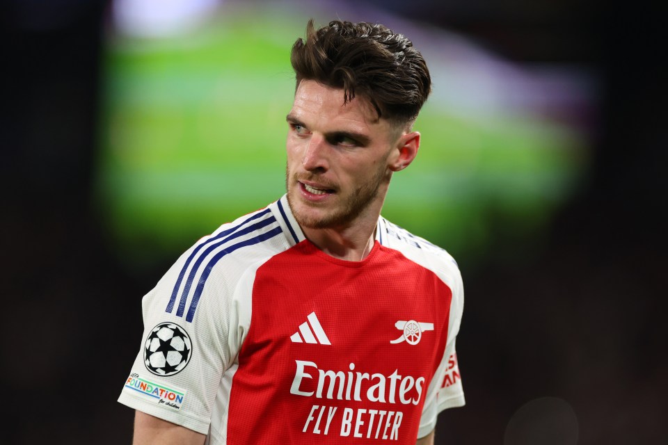 Declan Rice of Arsenal during a Champions League match.