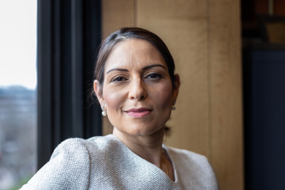 Priti Patel speaking at a Conservative Party leadership campaign event.